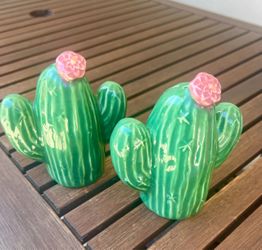 Vintage Cactus Salt & Pepper Shakers