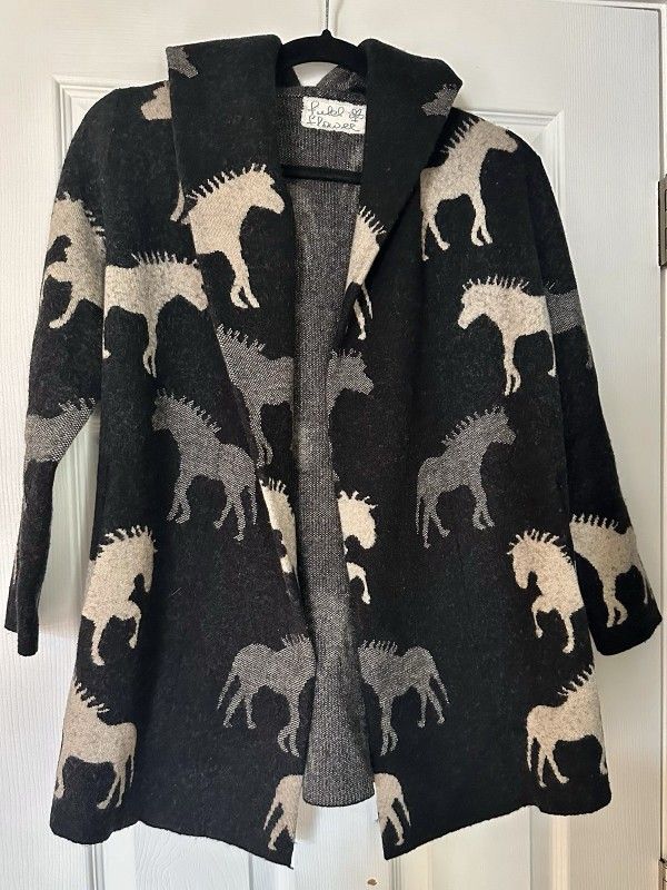 Anthropologie Field Flower Dressage Horse Sweater Wool Sweater Cardigan SP