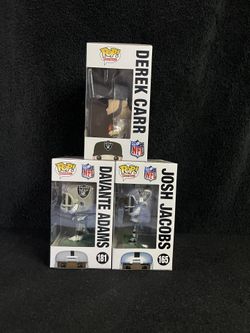 Raiders Derek Carr, Davante Adams And Josh Jacobs Funko Pop Bundle