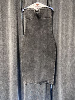 Black Denim Strapless Dress