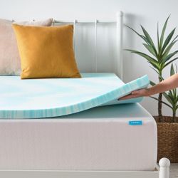 New - Linenspa 2 Inch Swirl Gel Memory Foam Mattress Topper, Full Size – Cooling Gel Infused, Ventilation Holes – Pressure Relieving Bed Topper