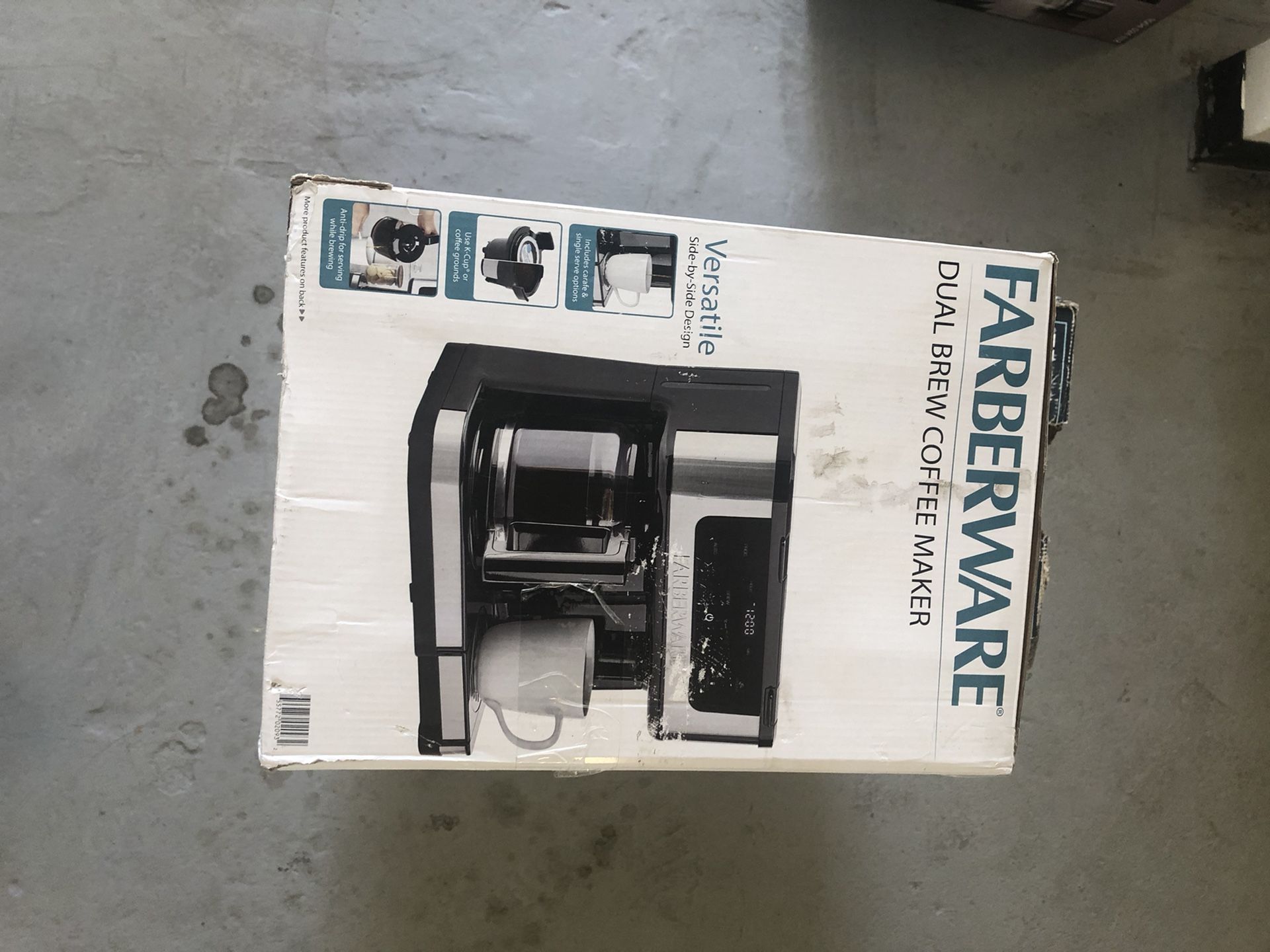 Farberware Side by Side Coffee Maker, Black, Silver, Stainless Steel, Single Serve or 12 Cups