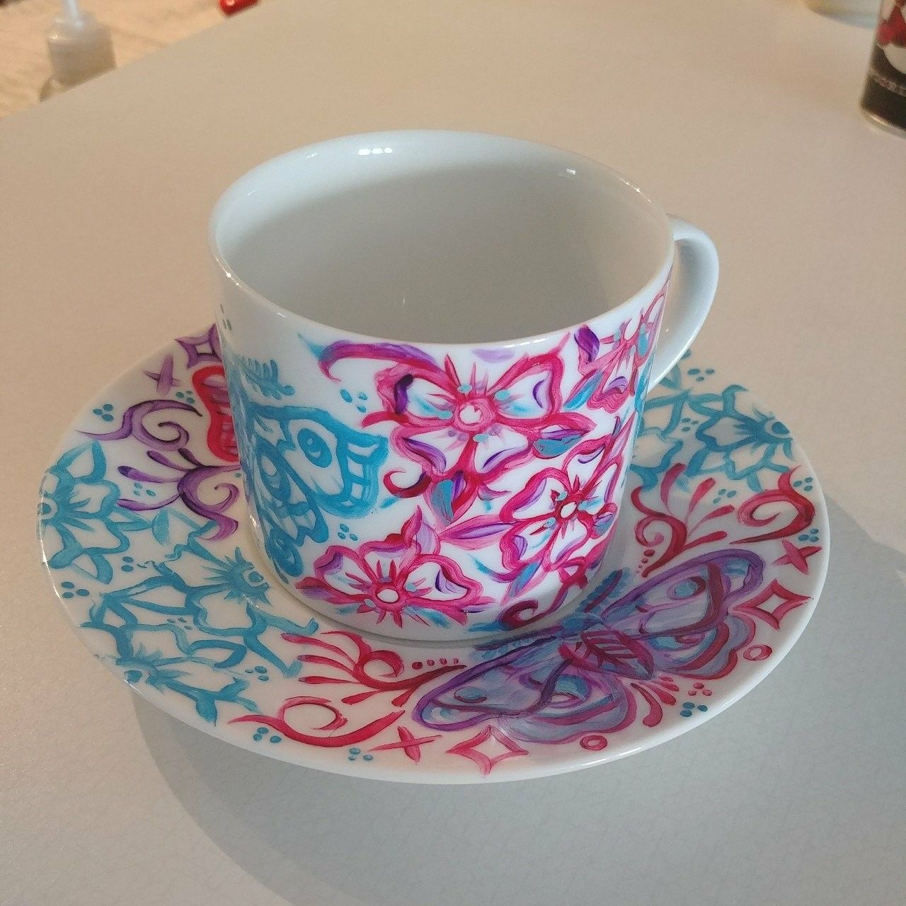 Handpainted Teacup and Saucer