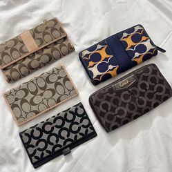 Coach Wallet Bundle 5 Authentic Signature C & Colorblock Styles Zip & Snap Closures Designer Lot