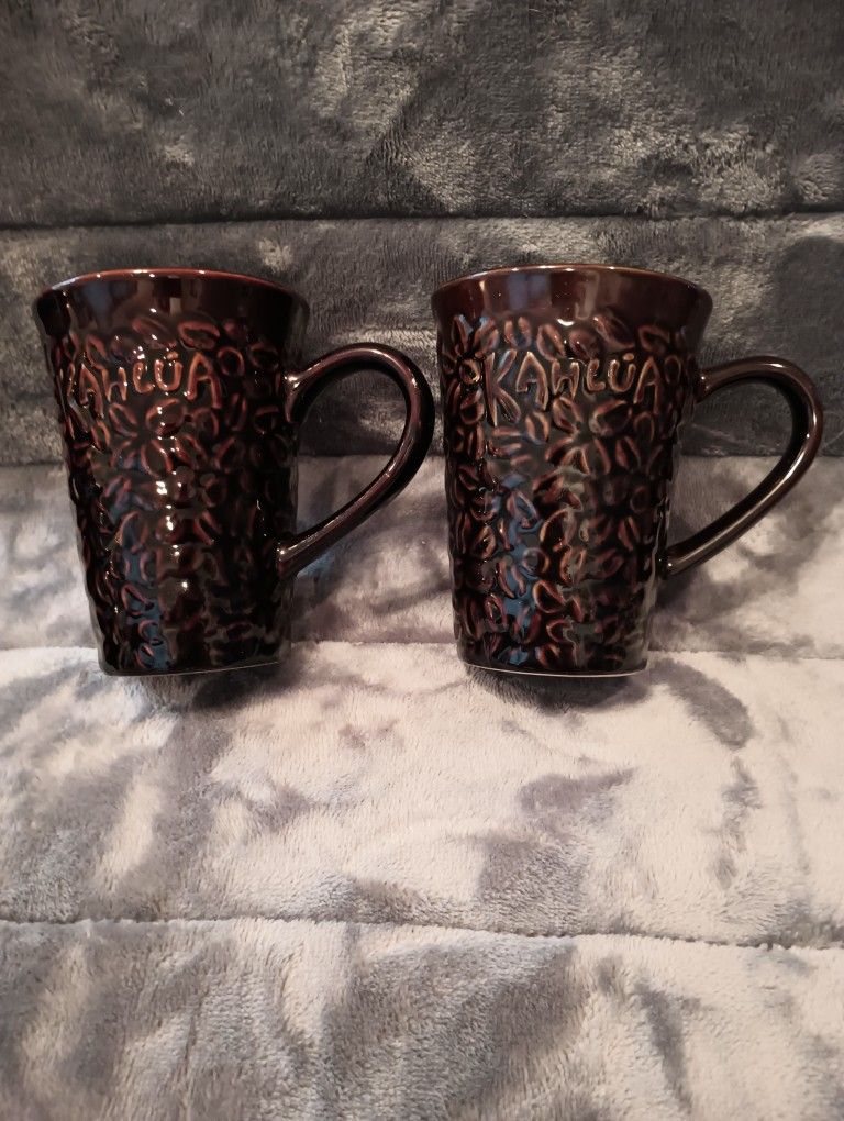 Kahlua - Coffee Cup Mugs with embossed Coffee Beans-Pernod Ricard - Set Of 2