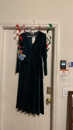 $4 large emerald green velvet dress new