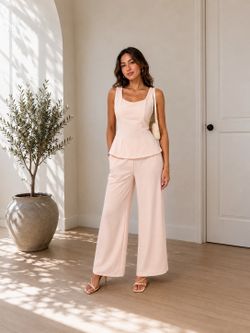 Blush Elegance Wide-Leg Set