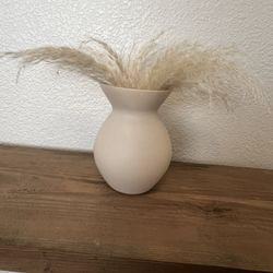 Pampas & Frosted Glass Vase 6.5” Tall