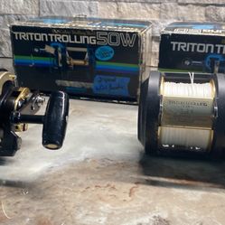 TWO (2) Shimano Triton 50 Trolling BIG GAME Reels that have been TWO-Speeded by CAL SHEET
