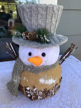 Snowman Tree Topper Center Piece Christmas Mantel Winter Holiday Decor