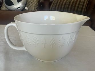 The Bake Shop Ceramic batter and mixing bowl with pine tree embossing.