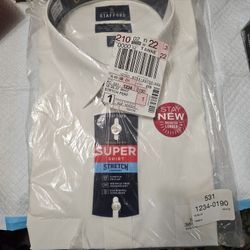 New Stafford Mens White Dress Shirt