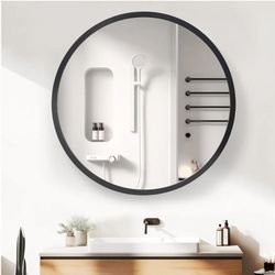 8831: New 20x20 Round Bathroom Medicine Cabinet - Wall Mounted Mirror with Concealed Shelves, Premium Wooden Frame & Moisture-Proof Design, Space-Savi