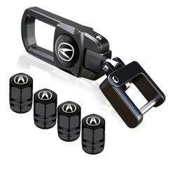 Metal Alloy Keychain for Acura, Car Key Chain with 4PCS Tire Valve Stem Caps