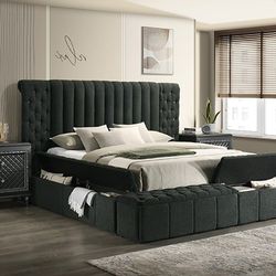 Brand New Bed Frame With Storage (Available Charcoal And White ) Queen And King 