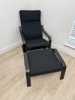 Black Modern Rocking Chair With Foot stool