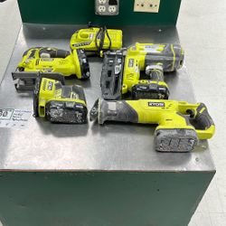 Ryobi 4 Pc Combo 4 Batteries And Charger