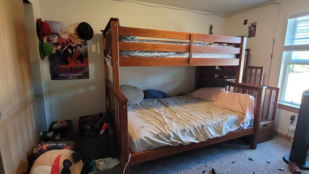 Twin Over Full Bunk Bed With Storage! Very Well Built.