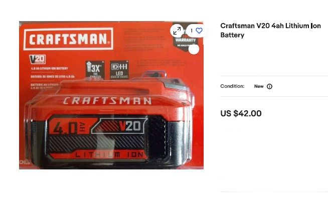 Craftsman Battery Pack 20v New