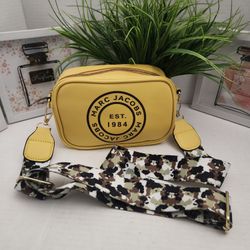 Marc Jacobs Bag Yellow Snapshot Purse Crossbody Camera Handbag With Camouflage Strap