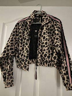 Guess Leopard Print Bomber Jacket