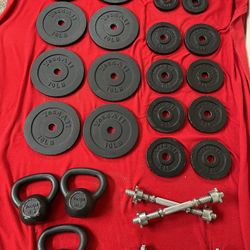 Weight Plates, Kettlebells, Bench, Medicine Ball & Dumbell Handles (PRICING In Description)