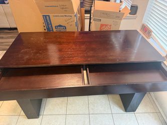 Bar height Sunpan Modern dining table with storage.