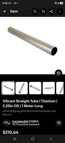 x2 Vibrant Straight Tube | Titanium | 2.25in OD | 1 Meter Long