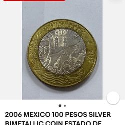 14 Silver 100 Pesos Bimetallic Coins