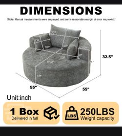 55'L Chenille Sponge single sofa,No Assembly Required,Fluffy Modern Sleeper Chair for Living room,