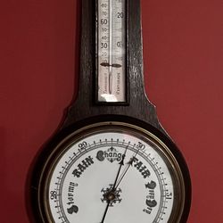 Vintage Or Antique (Unsure Age) Wall Mounted Thermometer/Barometer 31”x10” 