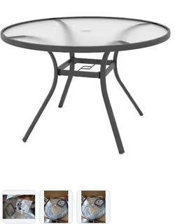 Round 40” Glass Top Patio Table Black