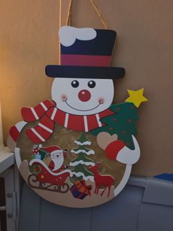 Wooden Snowman Christmas Hanging Decoration