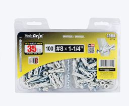 Cobra 35-lbs. 1/4-in x 1-1/4-in Multi-Purpose Anchors with Screws Included 100 -Pack