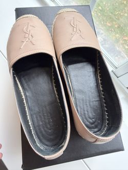 Saint Laurent Paris Leather Espadrilles – Nude (Size 35.5 / US 5.5)