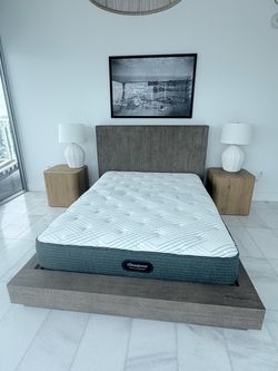 Restoration Hardware Queen Bed with Beautyrest Mattress | Like New *Pickup Only