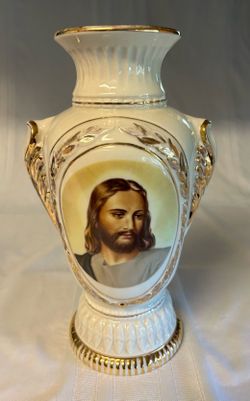 Vieux Paris Altar Vase “Jesus”  (13-1/2”H)