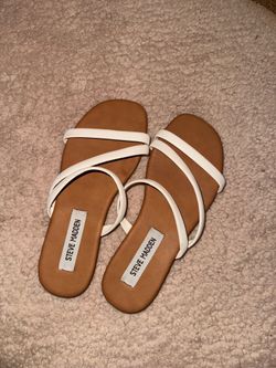steve madden, white strap sandals