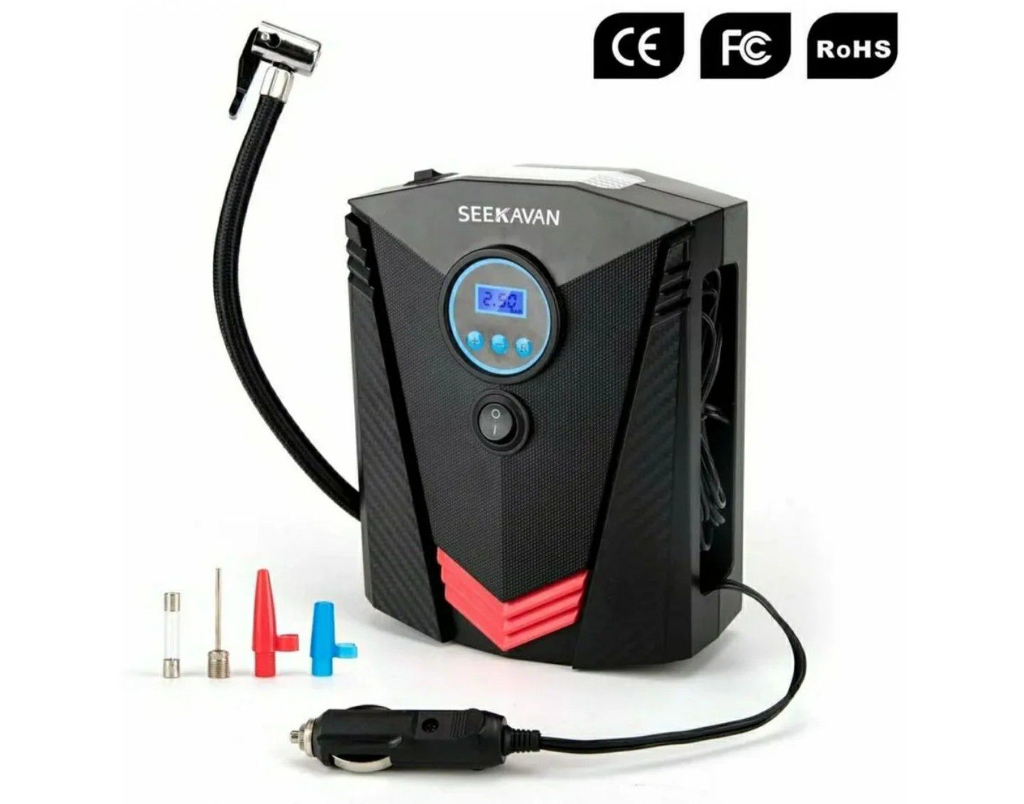 Tire Inflator, Portable Air Compressor Pump 12V DC with Digital LCD up to 150PSI for Car, Motorcycle, Bicycle and Other Inflatables.