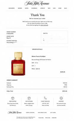 Baccarat Rouge 540 Extrait de Parfum 70ml Authentic