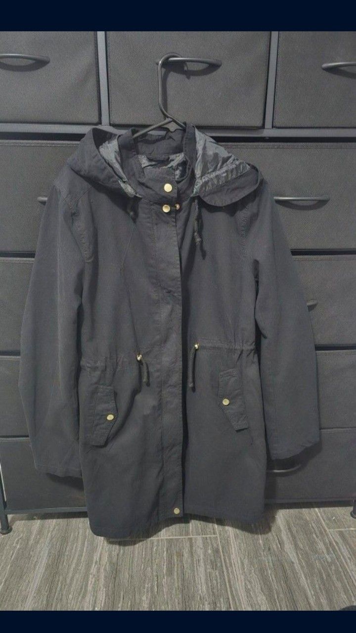 Black Long Utility Parka Jacket