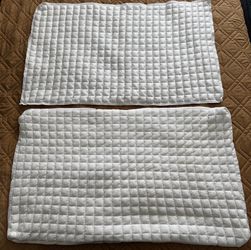 CB2 Grid White Cotton Jersey King Shams 2 36x20 White 100% Cotton Face