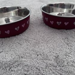 Set Of Stainless Steel  Dog Bowls 
