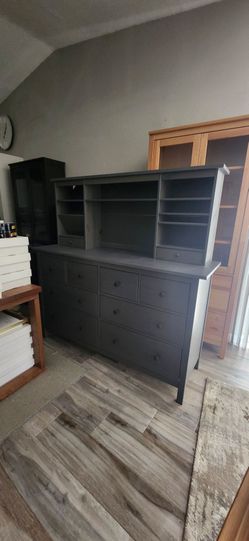 Ikea Dresser + Desktop Hutch [Hemnes] Gray