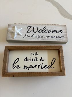 Decorative Wooden Signs Set of Two
