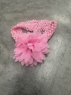 Pink Crochet Baby Headband with Chiffon Flower