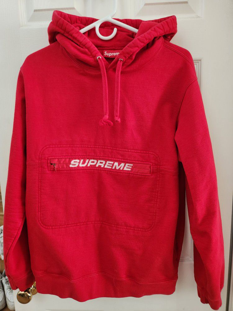 Supreme Zip Pouch Hooded Sweatshirt Red Medium