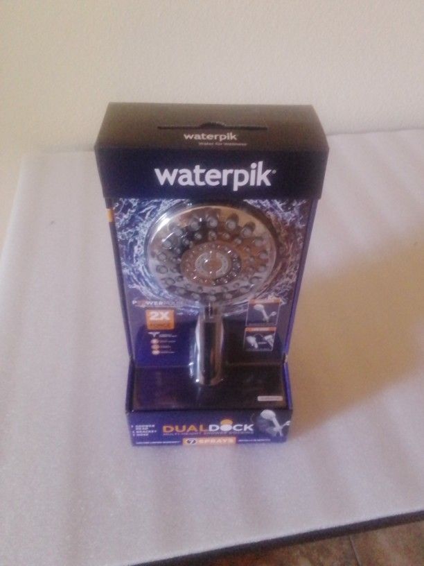 New Waterpic Dual Dock Handheld Shower Head With 7 Spray Settings & Power Pulse 