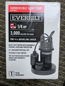 Everbilt 1/4 HP Submersible Sump Pump with Tether