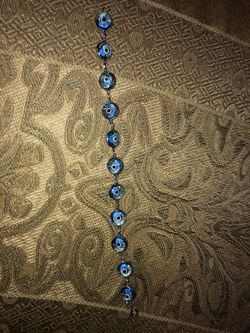 Sterling silver sky blue evil eye bracelet